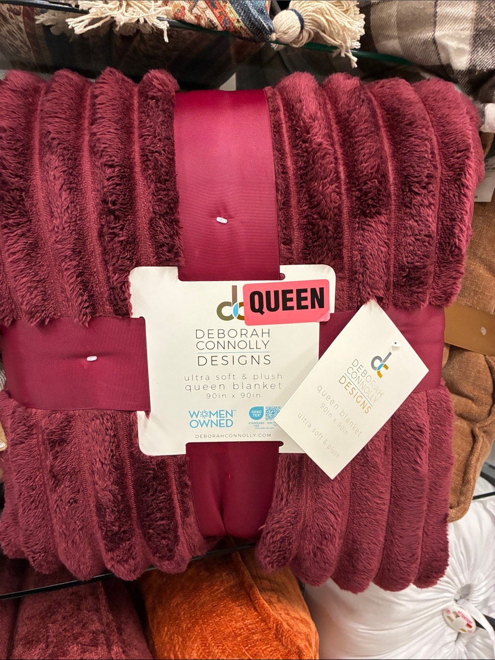 Deborah Connolly Plush Queen Blanket in Wine